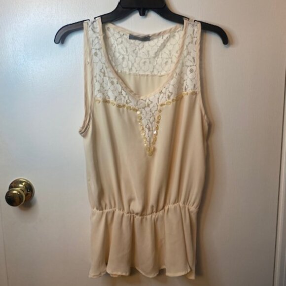 Fabiola Tops - Fabiola Sleeveless cream tank top blouse